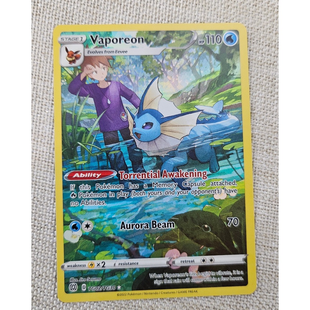 Pokemon Vaporeon Card Holo TG02/TG30 Brilliant Stars Trainer Gallery TCG